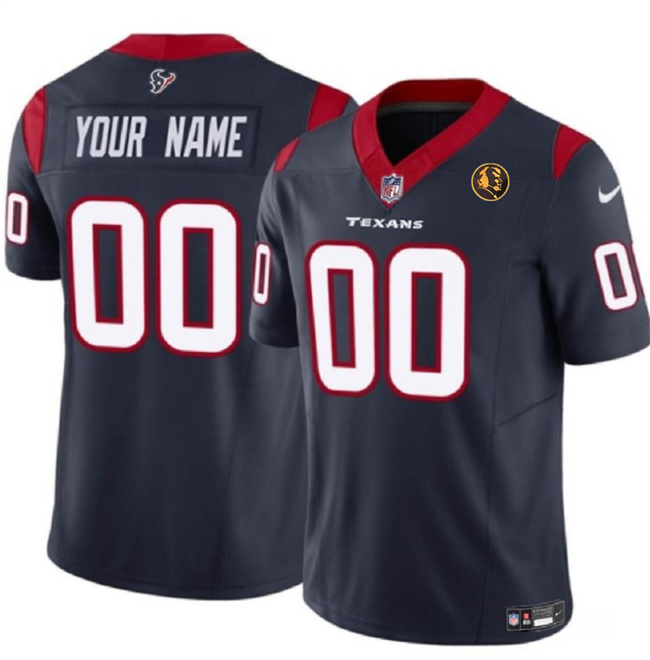 Men's Houston Texans Active Player Custom Navy 2023 F.U.S.E. With John Madden Patch Vapor Limited Football Stitched Jersey